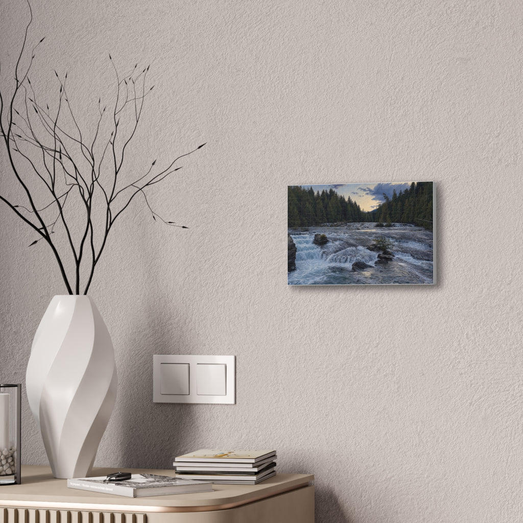 River Rapids Forest Canvas Wall Art – Scenic Waterfall Landscape Print