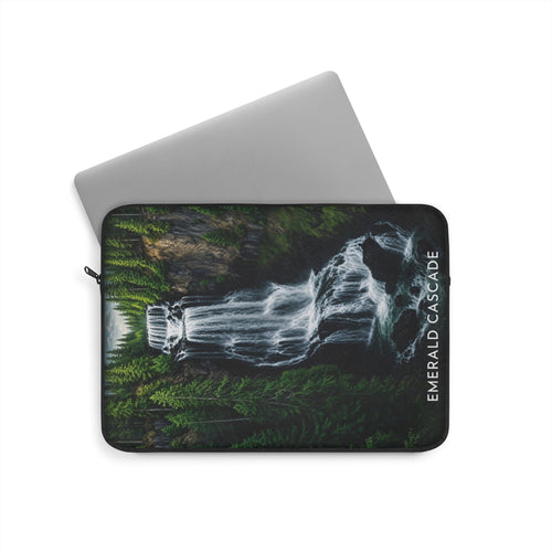 Emerald Cascade Waterfall Laptop Sleeve — Nature Scenic Protective Case