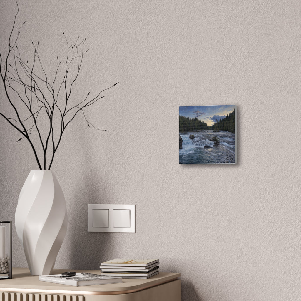 River Rapids Forest Canvas Wall Art – Scenic Waterfall Landscape Print