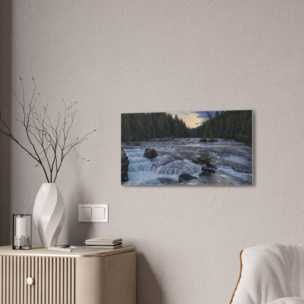 River Rapids Forest Canvas Wall Art – Scenic Waterfall Landscape Print