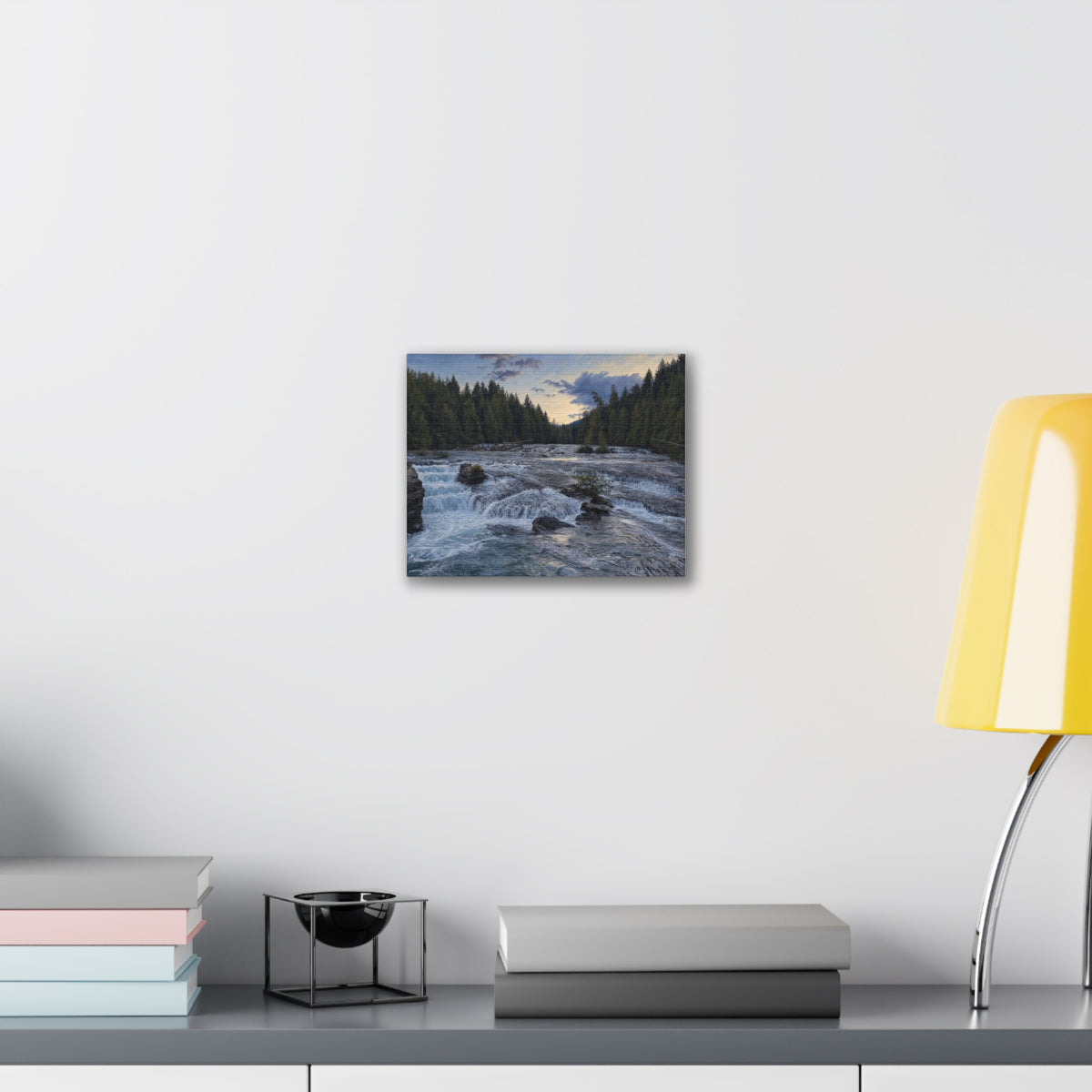 River Rapids Forest Canvas Wall Art – Scenic Waterfall Landscape Print