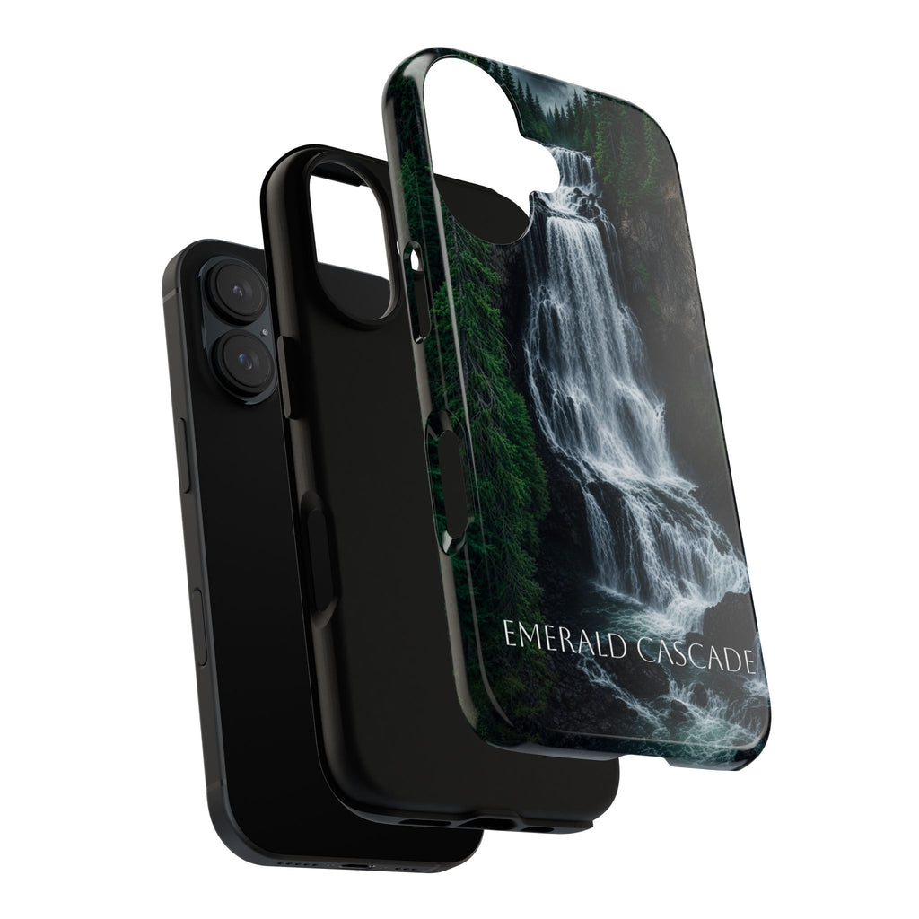 Emerald Cascade Tough Phone Case — Waterfall Nature Protective Cover