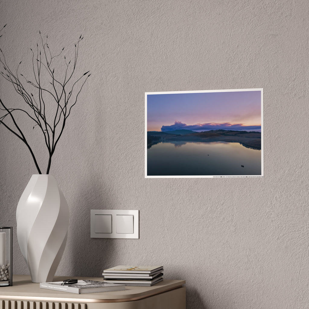 Glossy Lake Sunset Poster