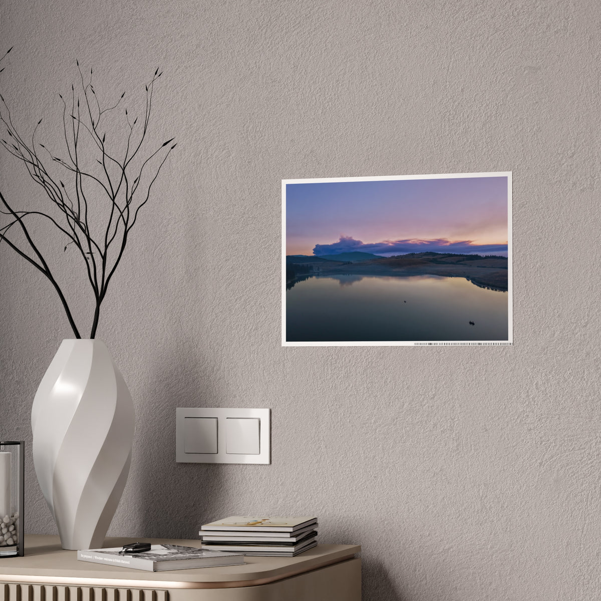 Glossy Lake Sunset Poster