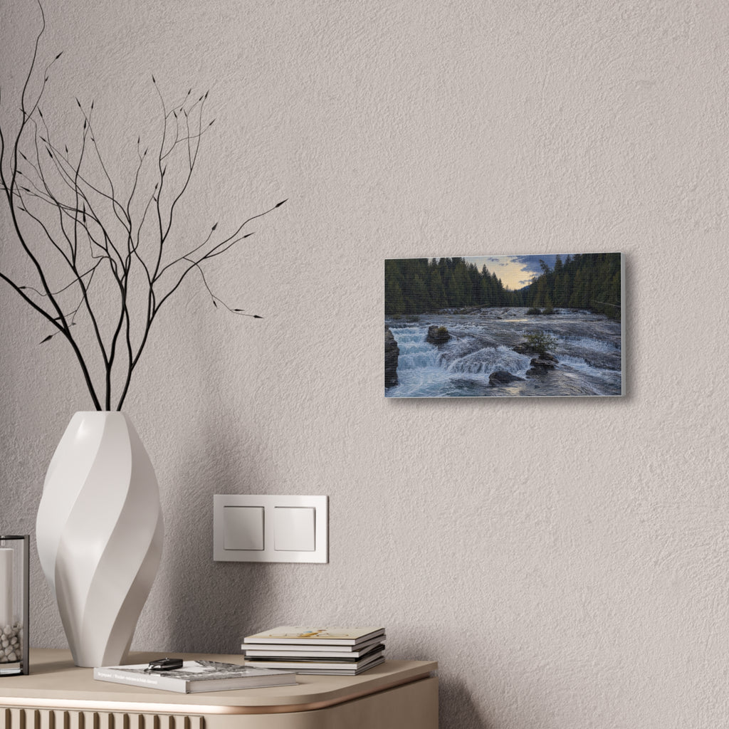 River Rapids Forest Canvas Wall Art – Scenic Waterfall Landscape Print