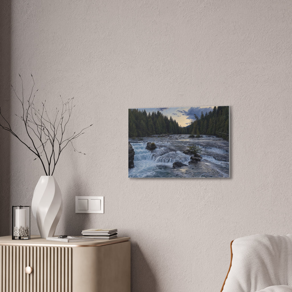 River Rapids Forest Canvas Wall Art – Scenic Waterfall Landscape Print