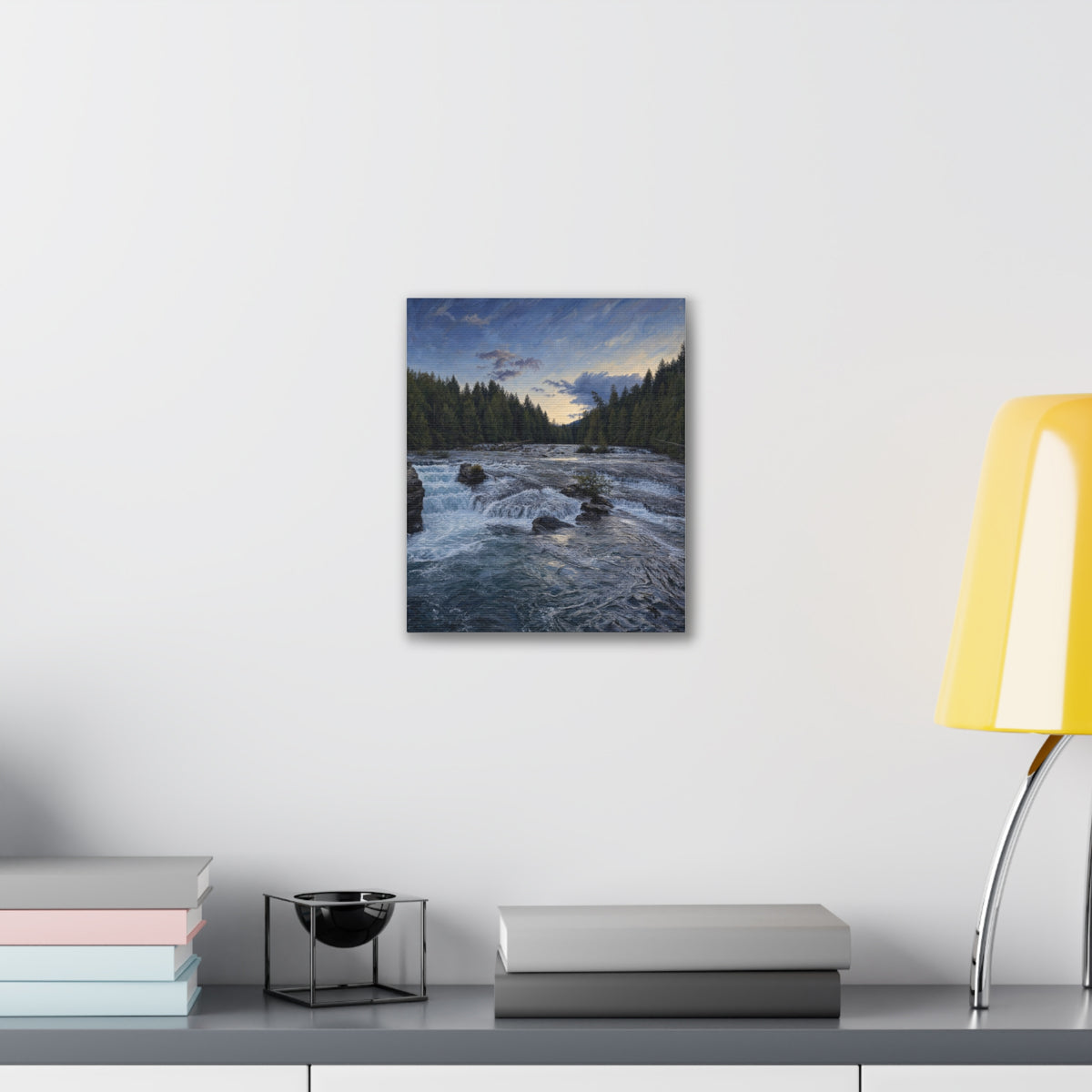 River Rapids Forest Canvas Wall Art – Scenic Waterfall Landscape Print