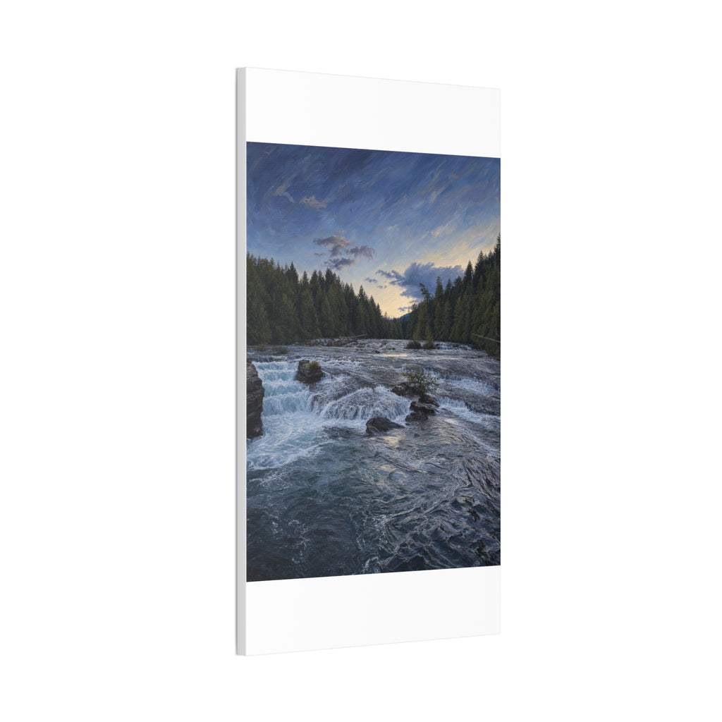 River Rapids Forest Canvas Wall Art – Scenic Waterfall Landscape Print