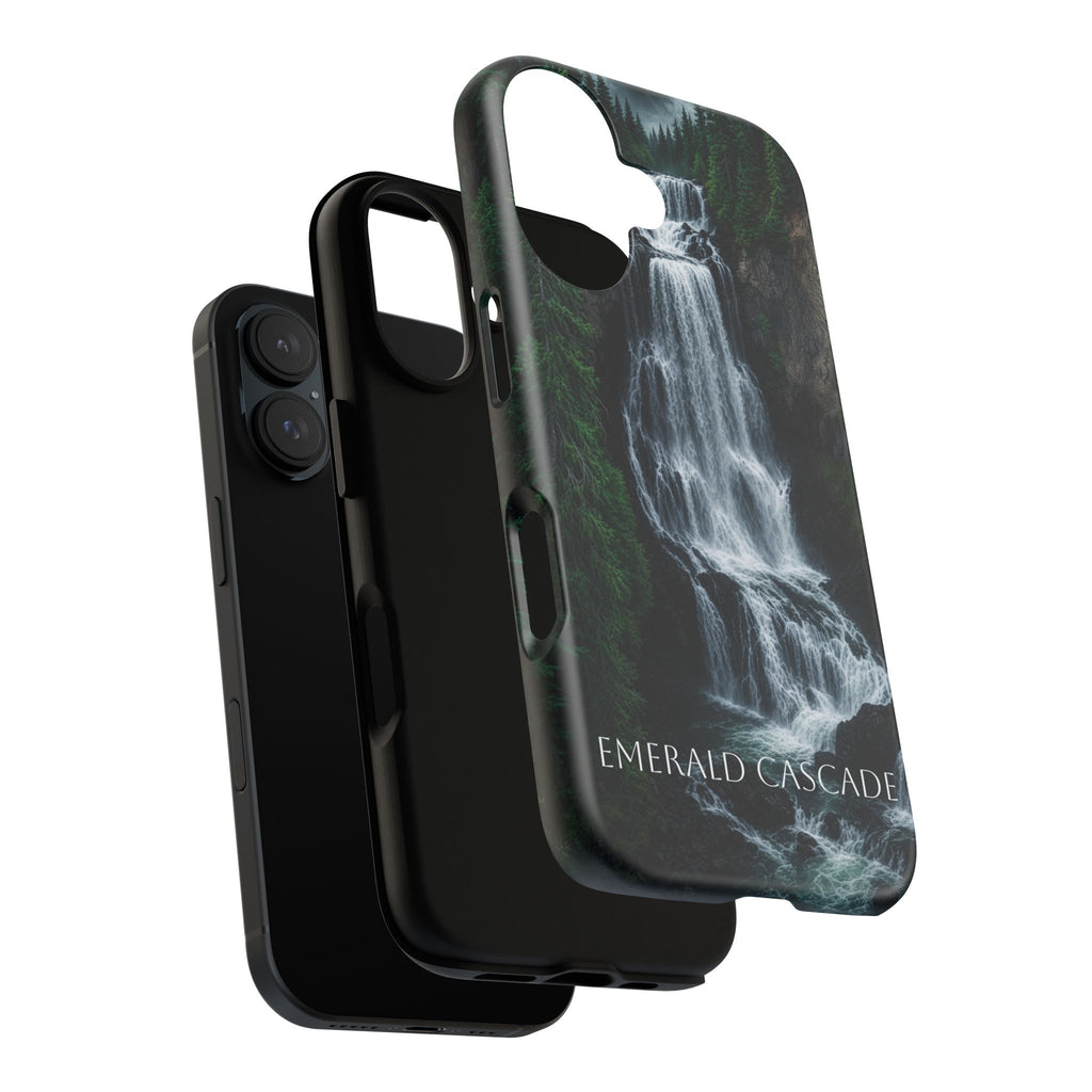 Emerald Cascade Tough Phone Case — Waterfall Nature Protective Cover