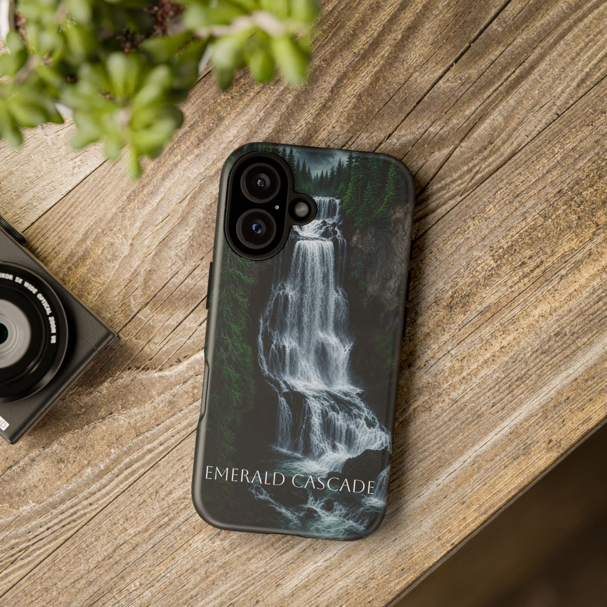 Emerald Cascade Tough Phone Case — Waterfall Nature Protective Cover
