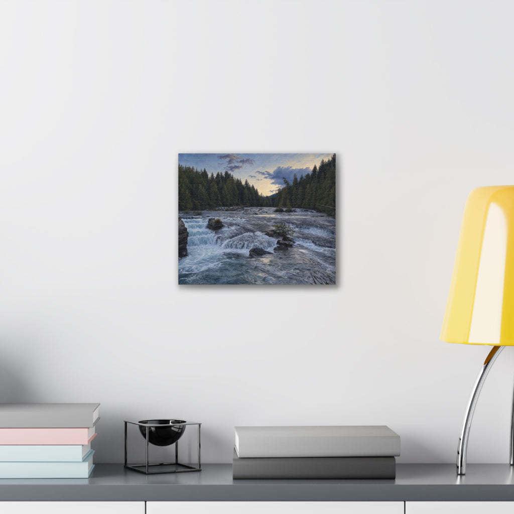 River Rapids Forest Canvas Wall Art – Scenic Waterfall Landscape Print
