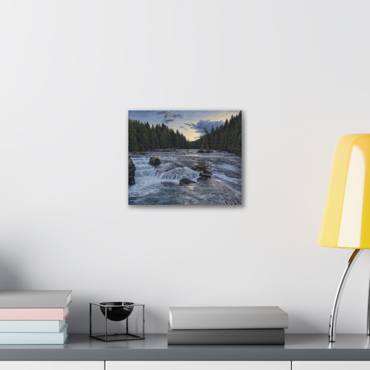River Rapids Forest Canvas Wall Art – Scenic Waterfall Landscape Print