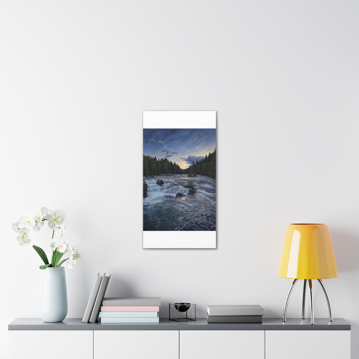 River Rapids Forest Canvas Wall Art – Scenic Waterfall Landscape Print