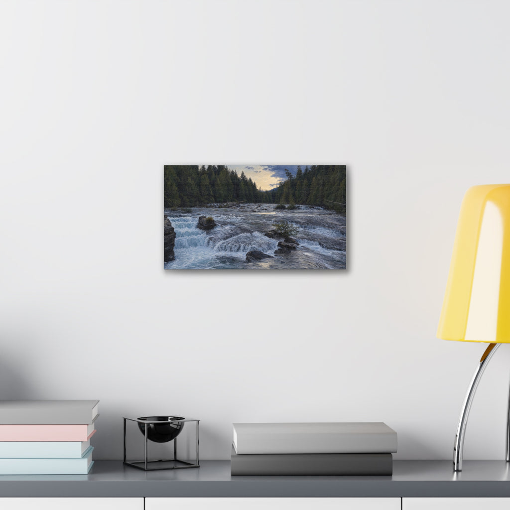 River Rapids Forest Canvas Wall Art – Scenic Waterfall Landscape Print