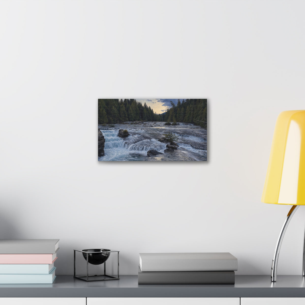 River Rapids Forest Canvas Wall Art – Scenic Waterfall Landscape Print