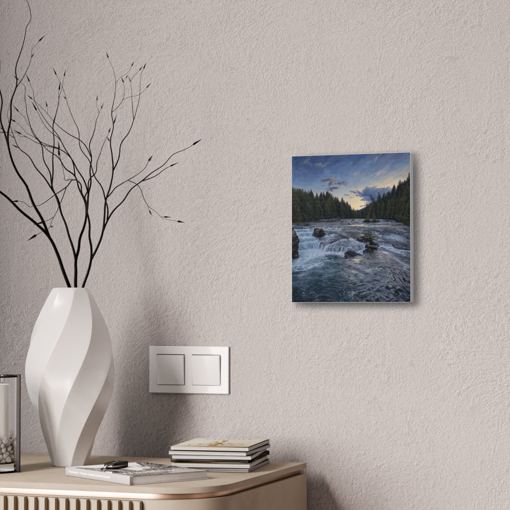 River Rapids Forest Canvas Wall Art – Scenic Waterfall Landscape Print