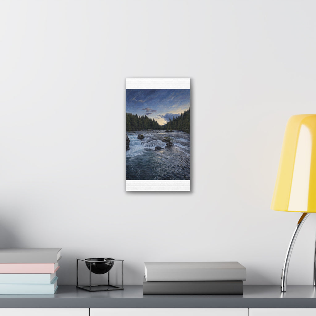 River Rapids Forest Canvas Wall Art – Scenic Waterfall Landscape Print