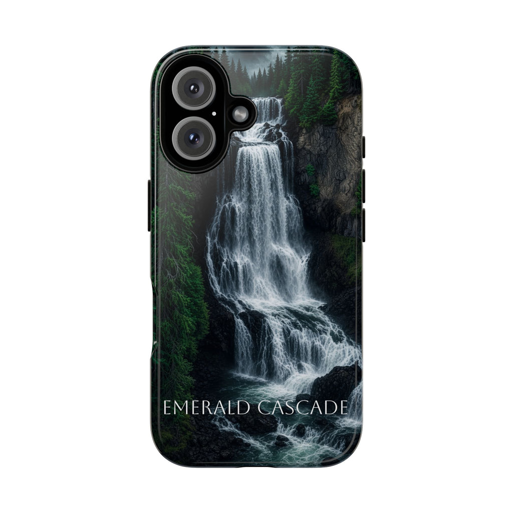 Emerald Cascade Tough Phone Case — Waterfall Nature Protective Cover