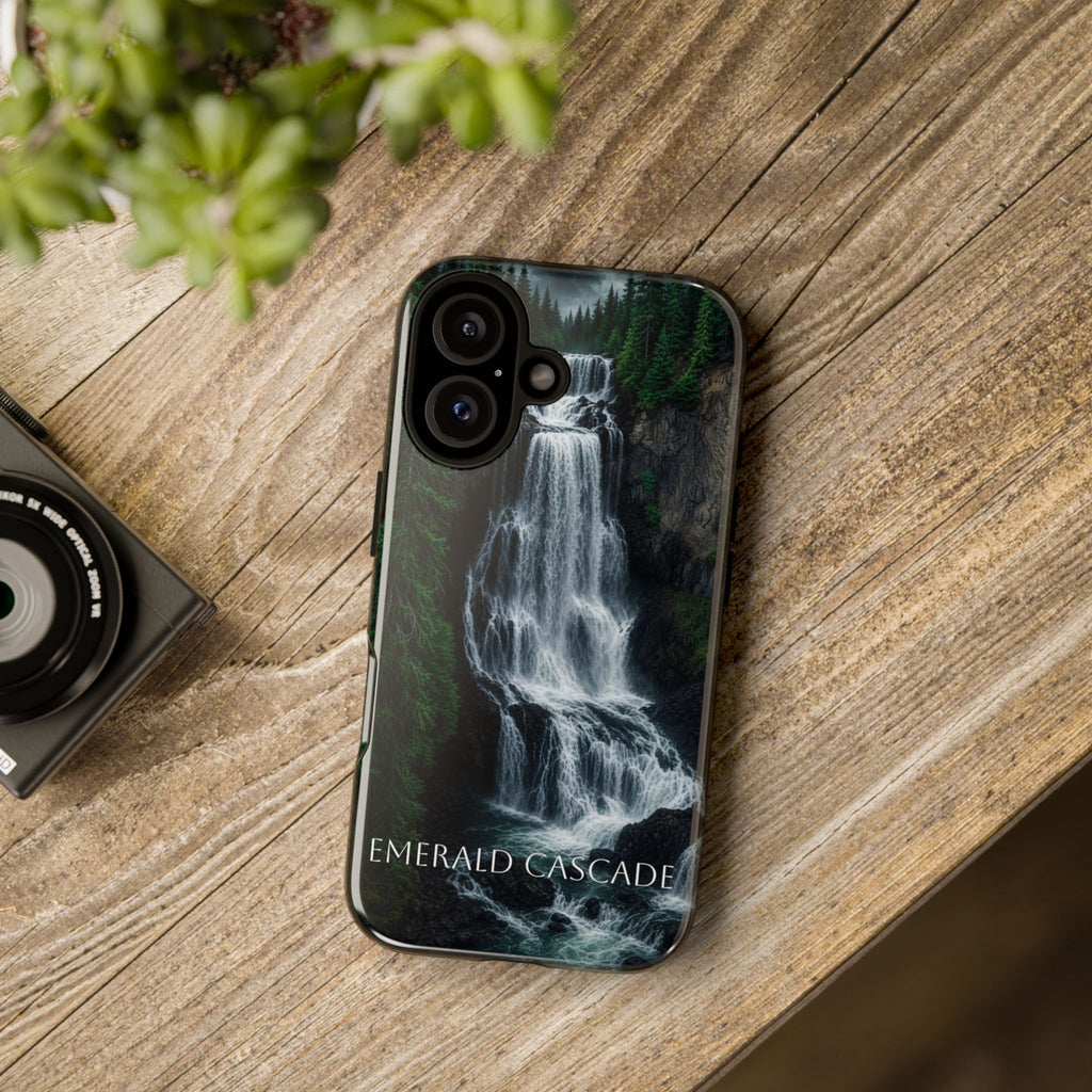 Emerald Cascade Tough Phone Case — Waterfall Nature Protective Cover