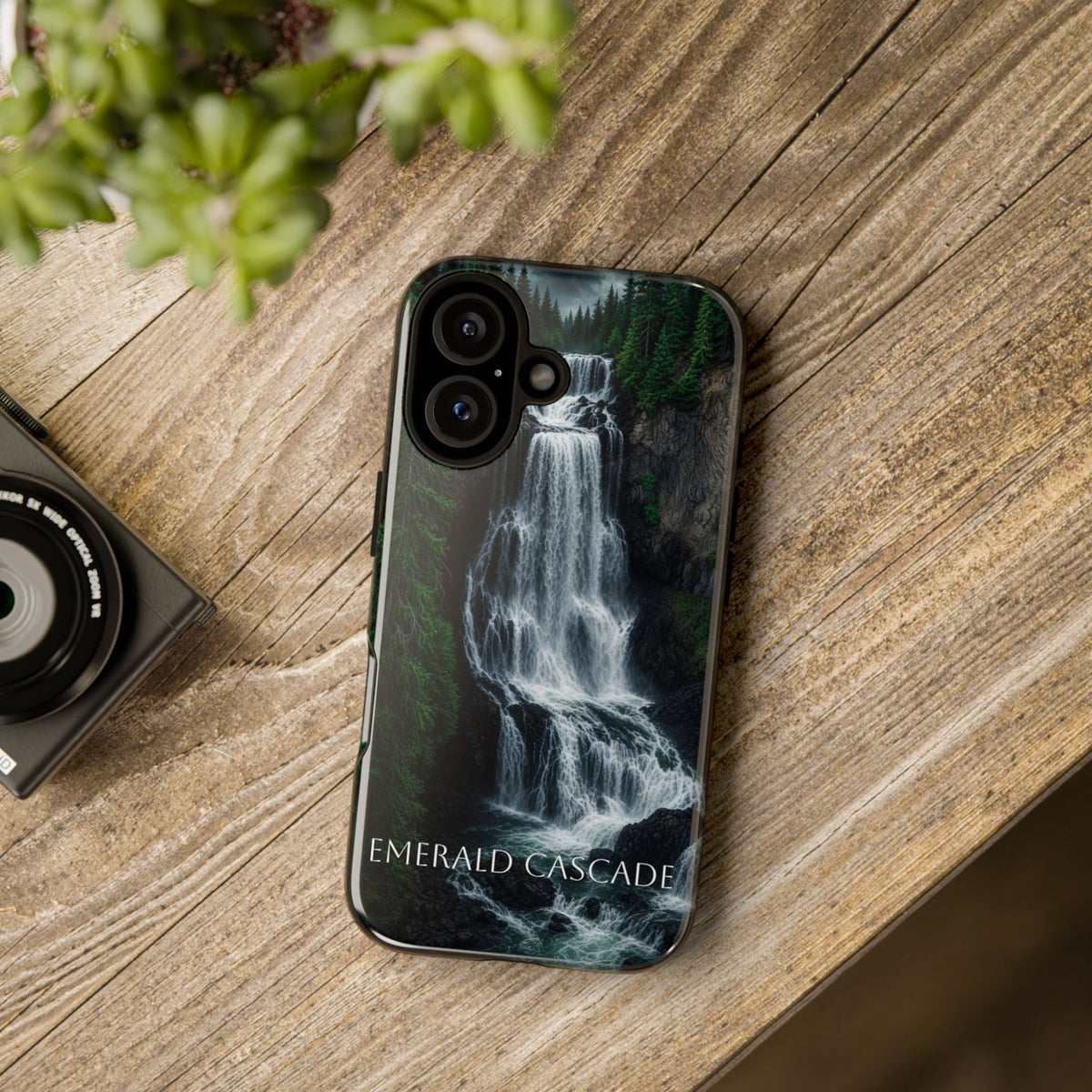 Emerald Cascade Tough Phone Case — Waterfall Nature Protective Cover