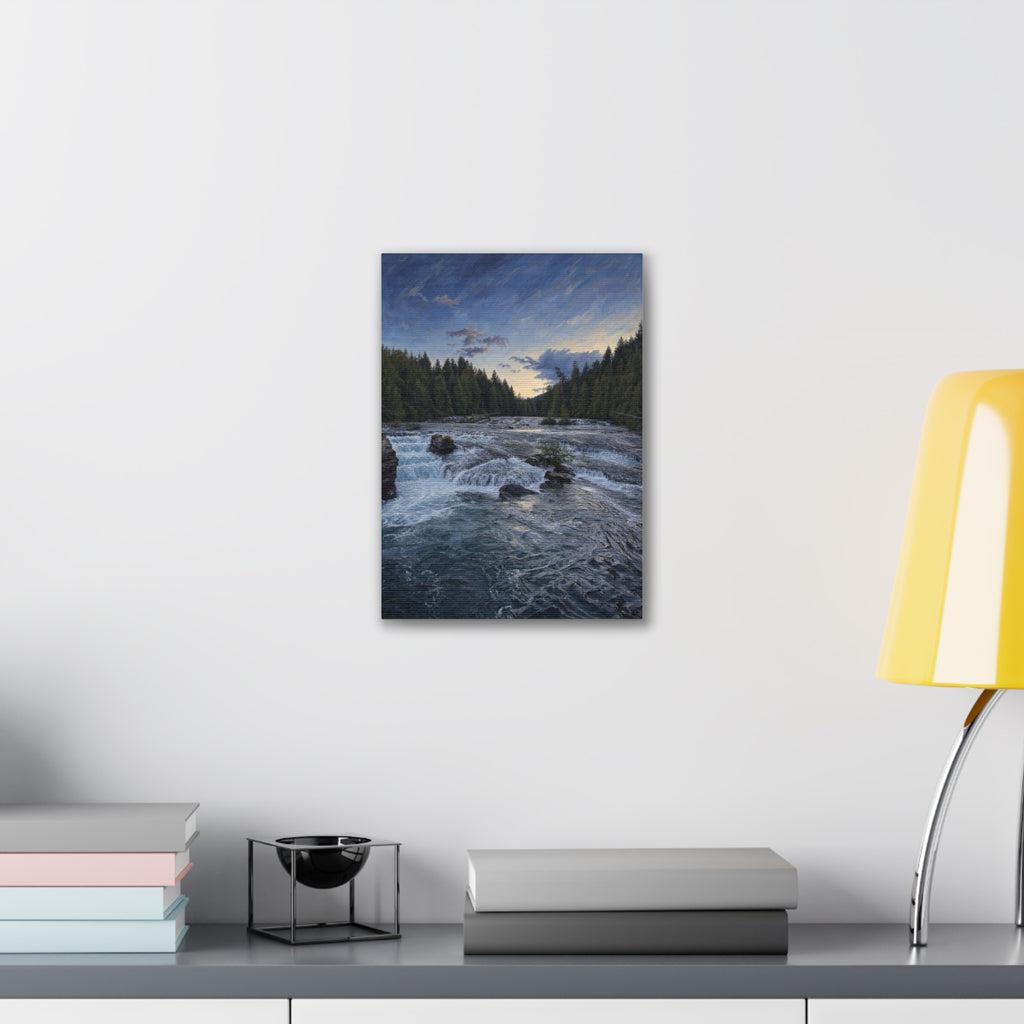 River Rapids Forest Canvas Wall Art – Scenic Waterfall Landscape Print