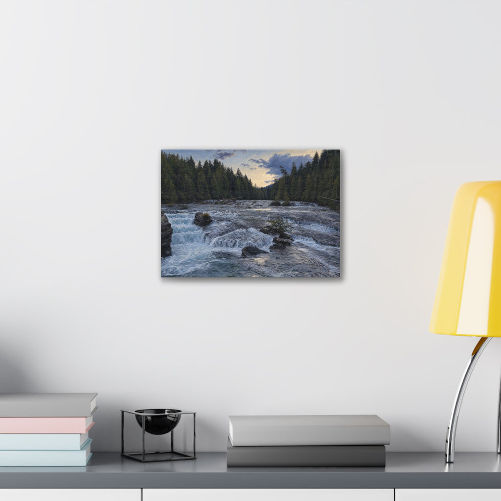 River Rapids Forest Canvas Wall Art – Scenic Waterfall Landscape Print