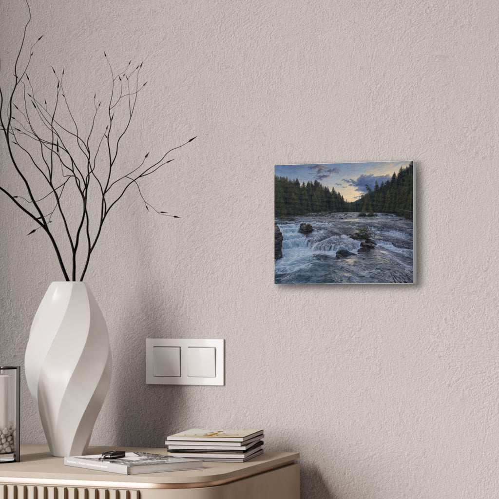 River Rapids Forest Canvas Wall Art – Scenic Waterfall Landscape Print