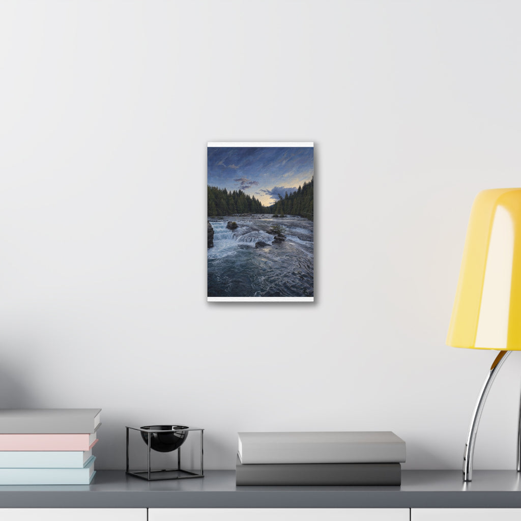 River Rapids Forest Canvas Wall Art – Scenic Waterfall Landscape Print