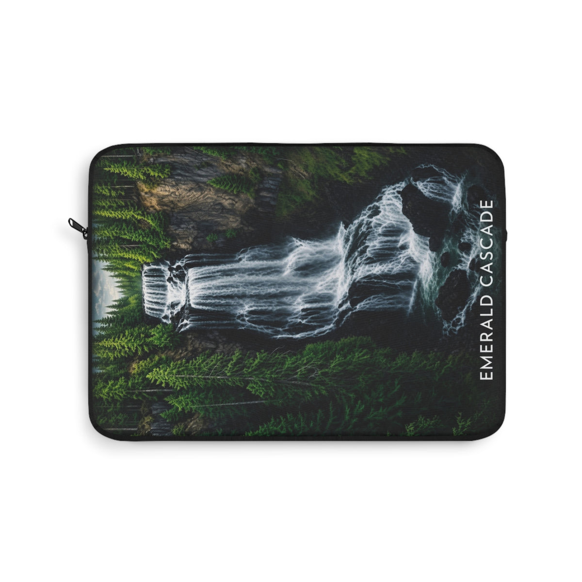 Emerald Cascade Waterfall Laptop Sleeve — Nature Scenic Protective Case