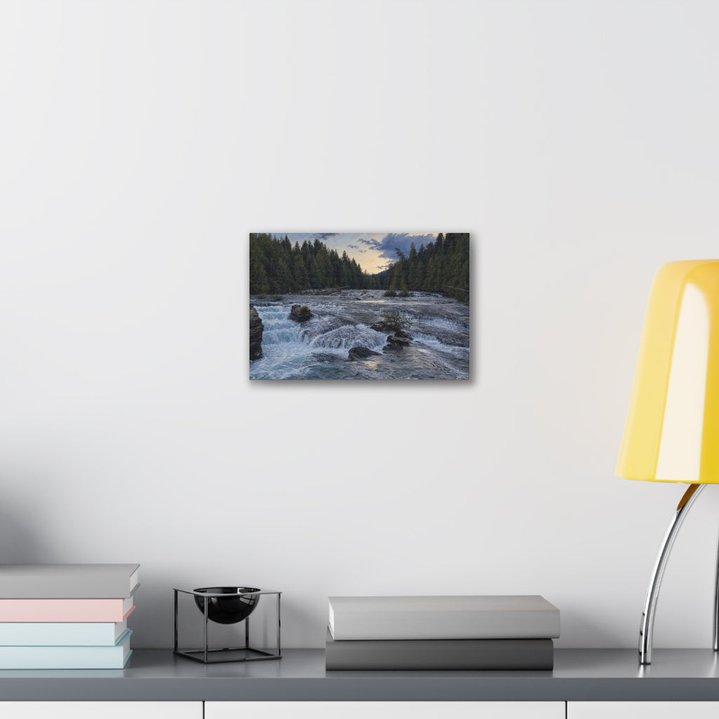 River Rapids Forest Canvas Wall Art – Scenic Waterfall Landscape Print