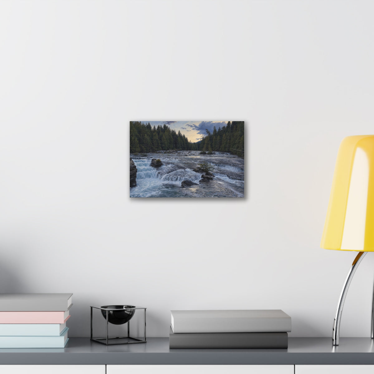 River Rapids Forest Canvas Wall Art – Scenic Waterfall Landscape Print