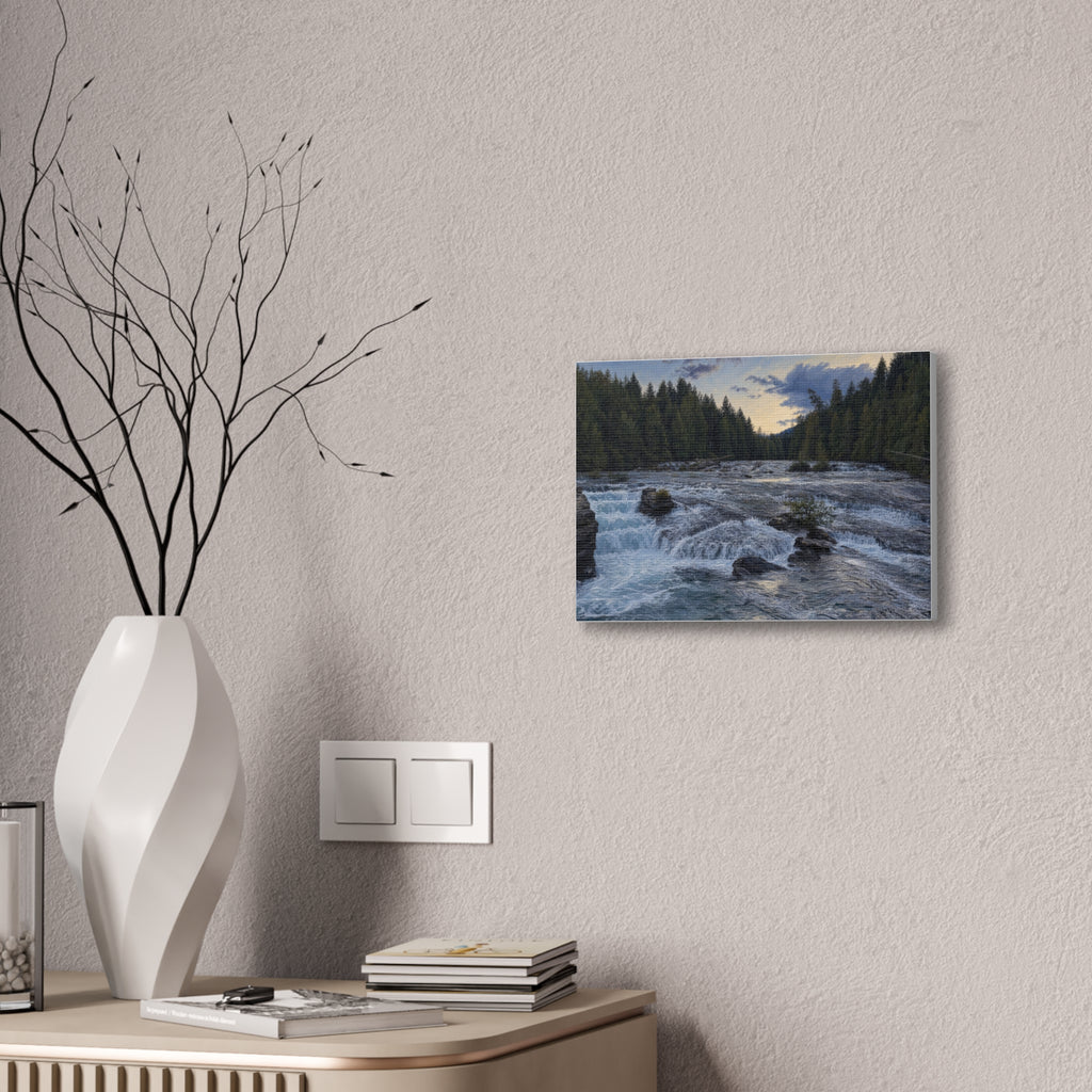River Rapids Forest Canvas Wall Art – Scenic Waterfall Landscape Print