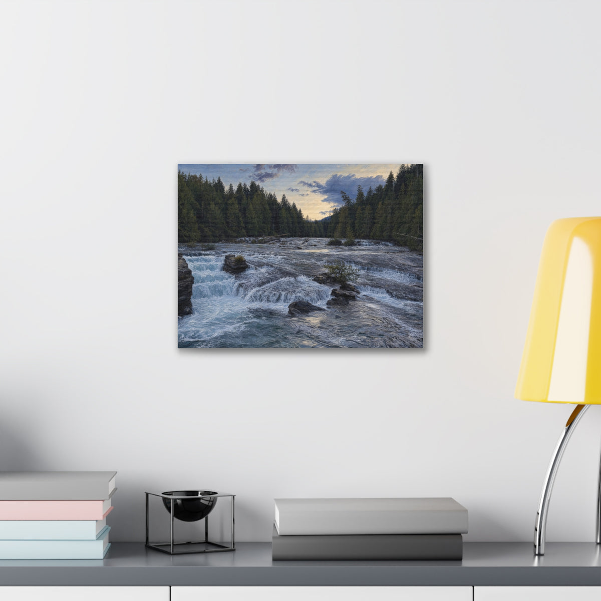 River Rapids Forest Canvas Wall Art – Scenic Waterfall Landscape Print