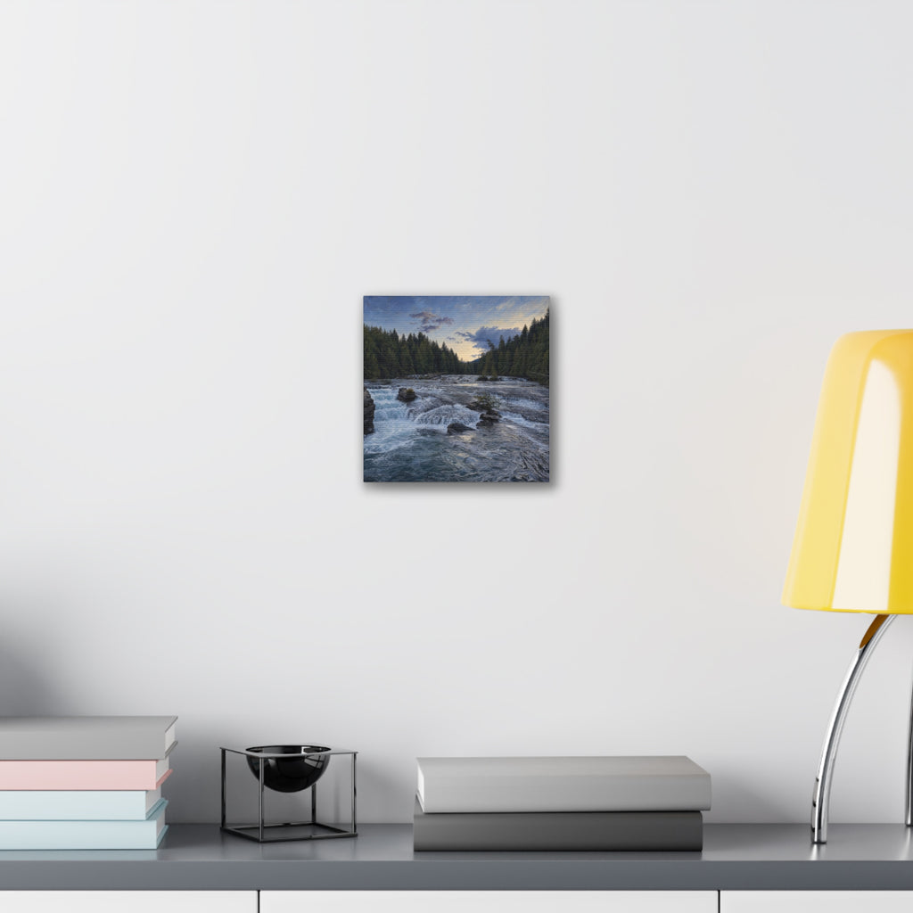 River Rapids Forest Canvas Wall Art – Scenic Waterfall Landscape Print